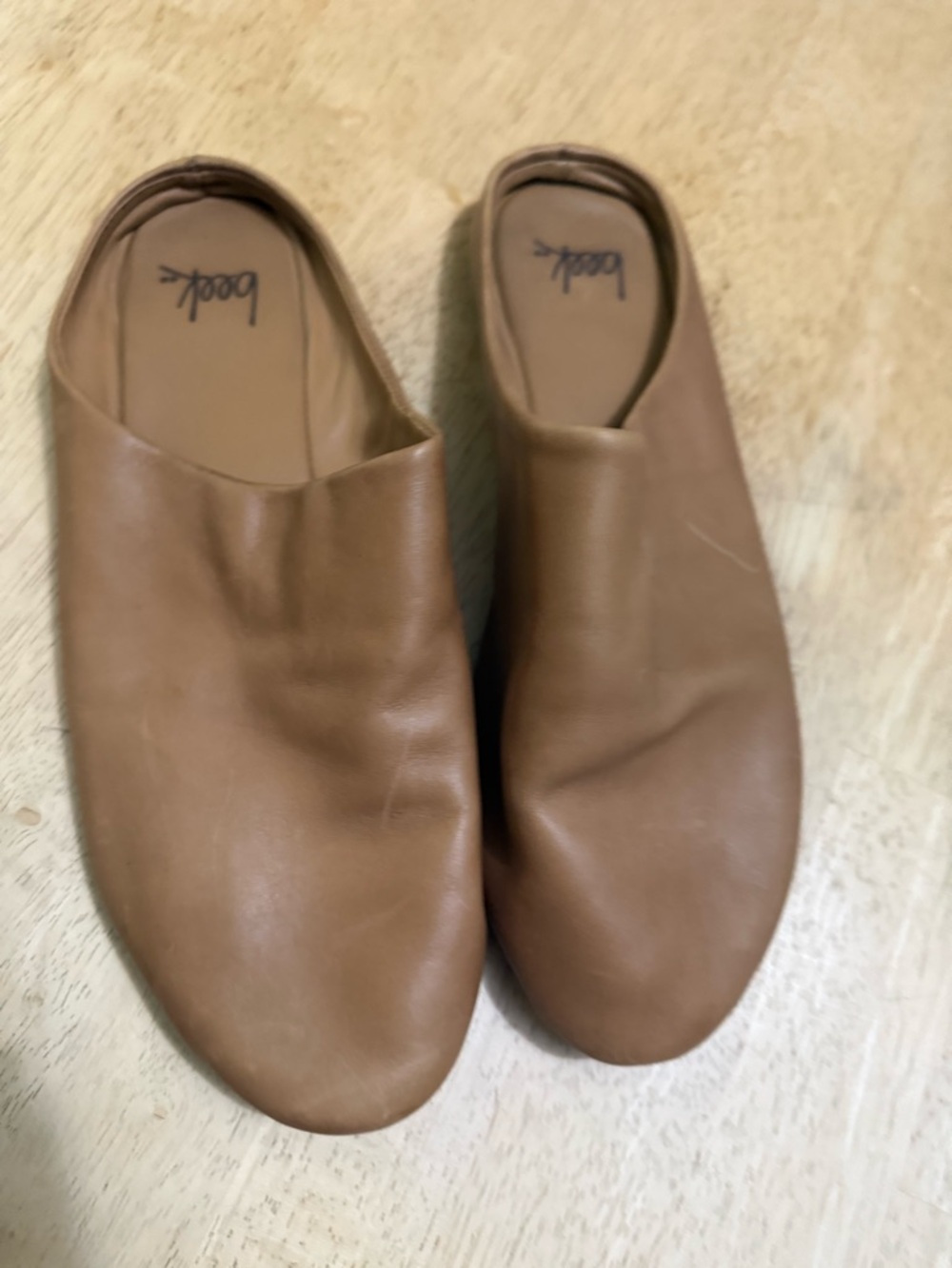 beek Tan Leather Slip-On Mules